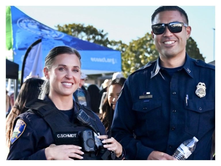 Salinas Police Officers in front of Recruitment Tent