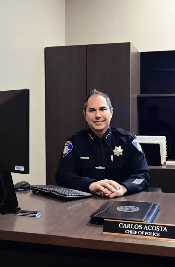 Chief Acosta at His Desk Salinas Police Chief Carlos Acosta sitting at his desk in his office